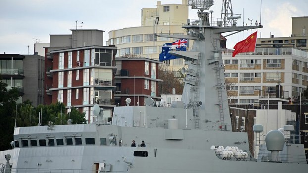 Chinese warships are seen docked at Garden Island naval base in Sydney, Australia, June 3, 2019