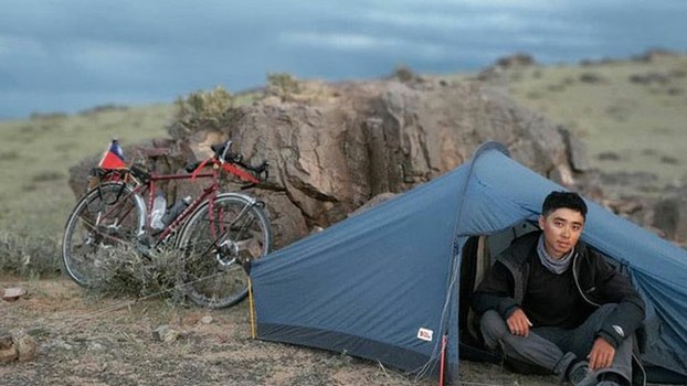 Taiwanese long-distance touring cyclist Tsao Yao-wen, who was detained and interrogated by Chinese authorities during a trip across the Mongolian grasslands.