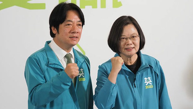 Taiwan president Tsai Ing-wen (R) and former premier William Lai (L), her running mate in her bid for re-election in 2020 under the ruling Democratic Progressive Party (DPP) banner, Nov. 18, 2019.  