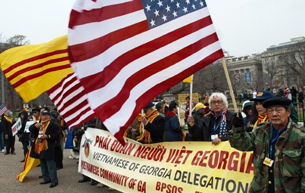 Vietnamese-Americans rally in front of the White House in Washington, March 5, 2012.